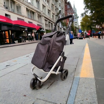 Сумка для покупок PUSH ZigZag trolley, 4 колеса, ЧЕРНАЯ, серая