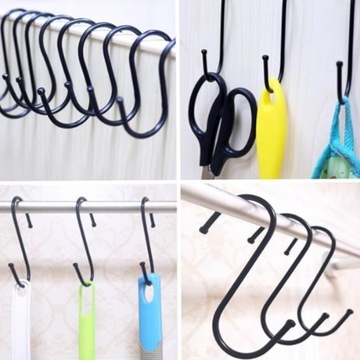 HACZYK WIESZAK UCHWYT WIELOFUNKCYJNY RELING KUCHENNY CZARNE 10 CM 6 SZTUK