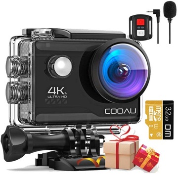 Kamera sportowa 4K 20MP UHD WIFI WODOODPORNA COOAU 32G 4K UHD