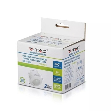 Встраиваемый в потолок датчик движения на 360° круглый белый V-TAC VT-8029