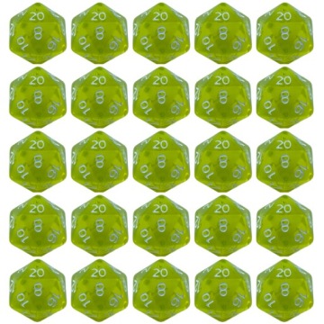 ZESTAW 25 KOSTEK K20 RPG FUTURYSTYCZNE SPOJRZENIE KOŚĆ DWUDZIESTOŚCIENNA