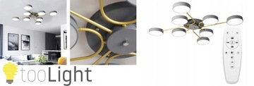 LAMPA SUFITOWA NOWOCZESNA DUŻA GREY GOLD 8 LED