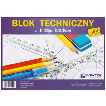 Blok techniczny A4 Wektor BIAŁY
