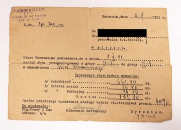 DOKUMENT - STOCZNIE RZECZNE SZCZECIN 1951