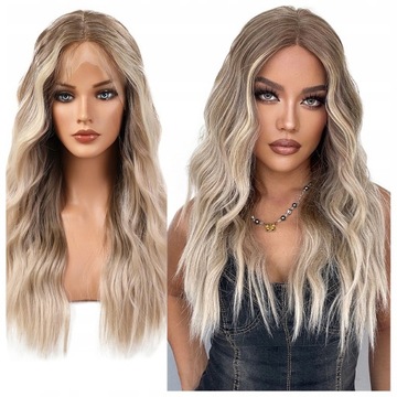 PERUKA blond JAK NATURALNE pasemka lace front