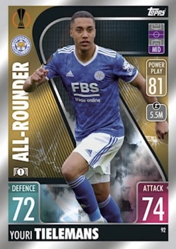 Topps Match Attax 2021/22 Rounder Tielemans 92