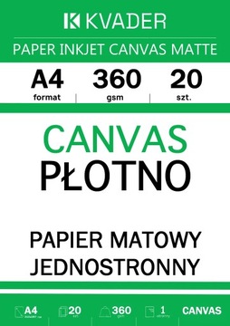 PŁOTNO A4 DO DRUKARKI ATRAMENTOWEJ PAPIER CANVAS MATOWY NATURALNY 360g 20sz