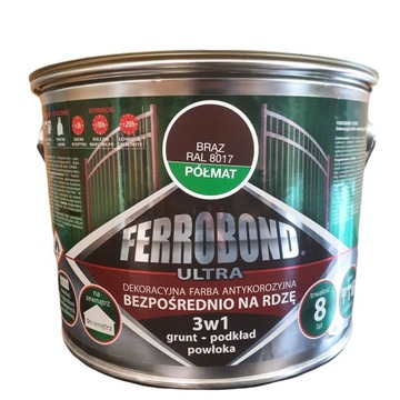 JURGA FERROBOND FARBA NA RDZĘ PÓŁMAT BRĄZ RAL 8017