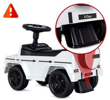 DUŻY JEŹDZIK samochód AUTO pchacz MERCEDES G-CLASS chodzik DŹWIĘKI schowek