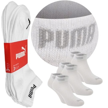 PUMA Skarpety Zakostki , BIAŁE , 3 Pary , 39-42