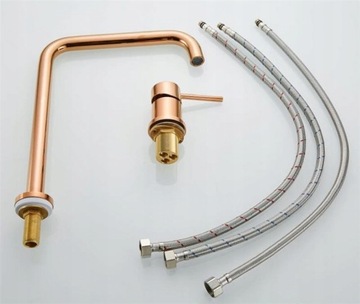 Bateria Wannowa +umywalkowa +Syfon Rose Gold POLER
