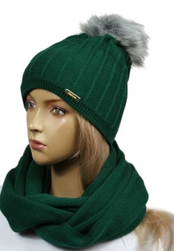 KOMPLET CZAPKA pompon+ KOMIN # 15