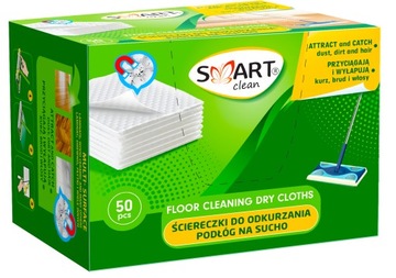 SMART CLEAN ŚCIERECZKI DO PODŁÓG ZAPAS PASUJĄ DO MOPA SWIFFER 50 SZTUK