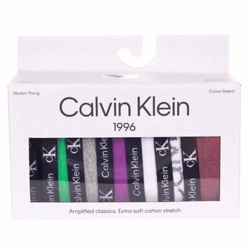 CALVIN KLEIN STRINGI DAMSKIE MAJTKI THONG 7PK WIELOKOLOROWE r.M