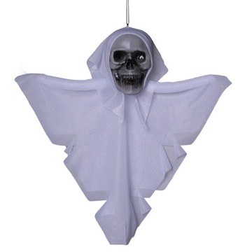 WISZĄCA GŁOWA CZASZKA DEKORACJA NA HALLOWEEN STRASZNE OZDOBA BIAŁA