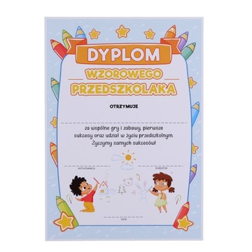 DYPLOM WZOROWEGO PRZEDSZKOLAKA - KREDKI - KONIEC ROKU (DUŻY A4) - LearnHow