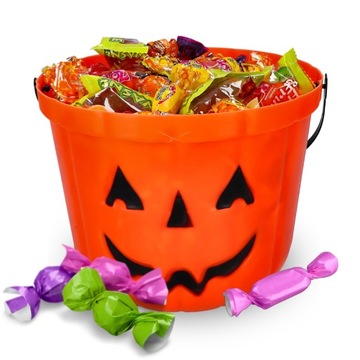 Wiaderko Wiadro DYNIA pomarańczowa na cukierki dekoracja HALLOWEEN 20cm