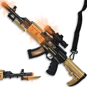 ZABAWKA KARABIN AK47 NA BATERIE Z BAGNETEM EFEKTY ŚWIETLNE I DŹWIĘKOWE