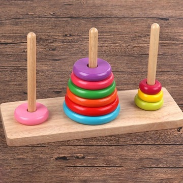 Przesuwane puzzle Drewniana wieża dzieci z Hanoi