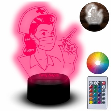 Lampka Led Na Biurko Statuetka 3D Pielęgniarka Dla Pielęgniarki Zawód Praca