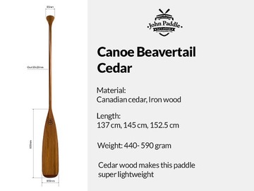 Pagaj John Paddle Beavertail Ogon Bobra 152cm CEDR