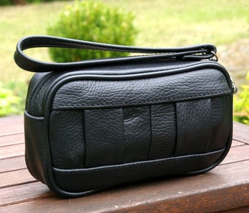 Мужская кожаная поясная сумка с ручкой, маленькая польского производства.