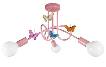 Lampa wisząca EDISON 3 MOTYLEK - pastelowy RÓŻ