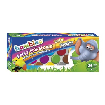 BAMBINO FARBY PLAKATOWE 24 KOL. 10ML ZŁOTA SREBRNA