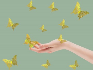 Бабочки 3D Золотые бабочки DIY наклейки на стену