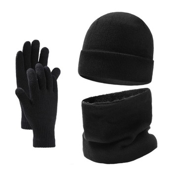 moda zimowy cieply meski Komplet Czapka komin rękawiczki 3 w 1