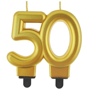 Świeczki na tort ZŁOTE urodzinowe 50 URODZINY