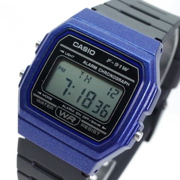 CYFROWY KLASYK ZEGAREK CASIO F-91WM-2A W RETRO STYLU LED ALARM DATA +BOX