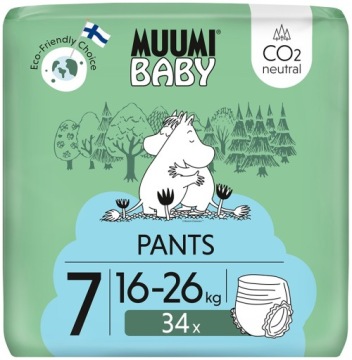 MUUMI BABY штани 7 XL еко трусики-підгузки вбирні MOOMIN 16-26 кг 34 шт.