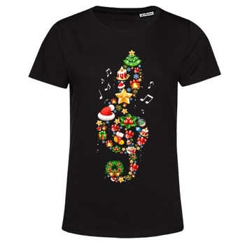 Damska koszulka świąteczna nutka damski tshirt XS