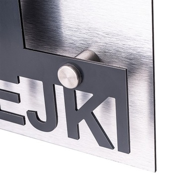 БОЛЬШАЯ АДРЕСНАЯ ТАБЛИЧКА С НОМЕРОМ ДОМА 48x38см, СЕРЕБРЯНЫЙ АНТРАЦИТ