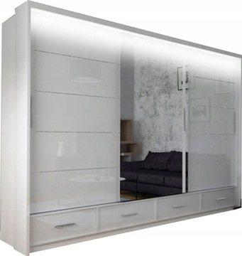 Szafa przesuwna CELIA 250 POŁYSK + LED GRATIS