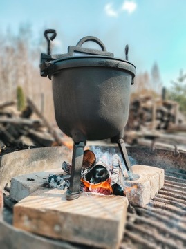 Казан чугунный эмалированный, 15 литров, Жареная охотничья похлебка