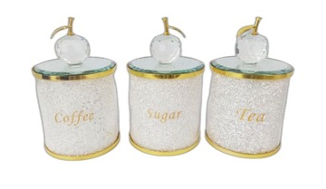 Pojemniki Kuchenne GLAMOUR 3 Tgl. WHITE -GOLD X052