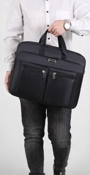 БОЛЬШАЯ МУЖСКАЯ БИЗНЕС-СУМКА НА НОУТБУКЕ ЧЕРНАЯ С ПРОЧНЫМ РЕМЕНЕМ
