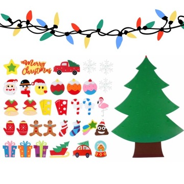 ЕЛКА ИЗ ВОЙЛА С УКРАШЕНИЯМИ ИЗ ВОЙЛА РОЖДЕСТВЕНСКАЯ ДЕТСКАЯ 34 ШТ 94см