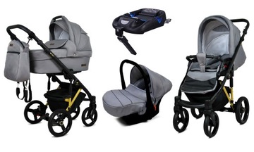 BabyLux Wózek 4w1 dziecięcy UZO ALU + baza Isofix