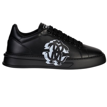 ROBERTO CAVALLI skórzane sneakersy buty męskie ITALY NOWOŚĆ BLACK roz.44