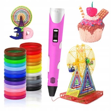 DŁUGOPIS 3D DRUKARKA 3D PEN PIÓRO 100 METRÓW WKŁADU KOLOROWEGO ZESTAW