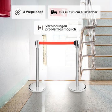 System odgradzający 2szt z czerwoną wstążką AREBOS