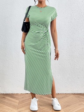 Summer Casual Women Striped Long Dresses Fashion H