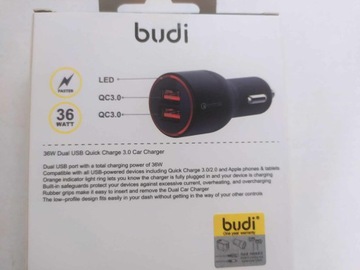 Мощное автомобильное зарядное устройство мощностью 36 Вт, 2 порта USB QC 3.0