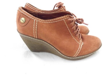 CLARKS skóra botki na koturnie 24,5 cm