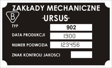 Tabliczka znamionowa ciągnik URSUS 902 wybita