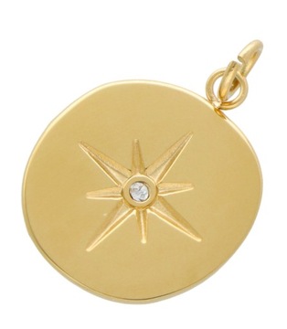 Złota metalowa zawieszka w kształcie kółka z gwiazdą Prezent