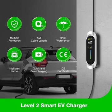 НОВОЕ зарядное устройство Zencar 7,4 кВт t2, фаза, держатели в комплекте
